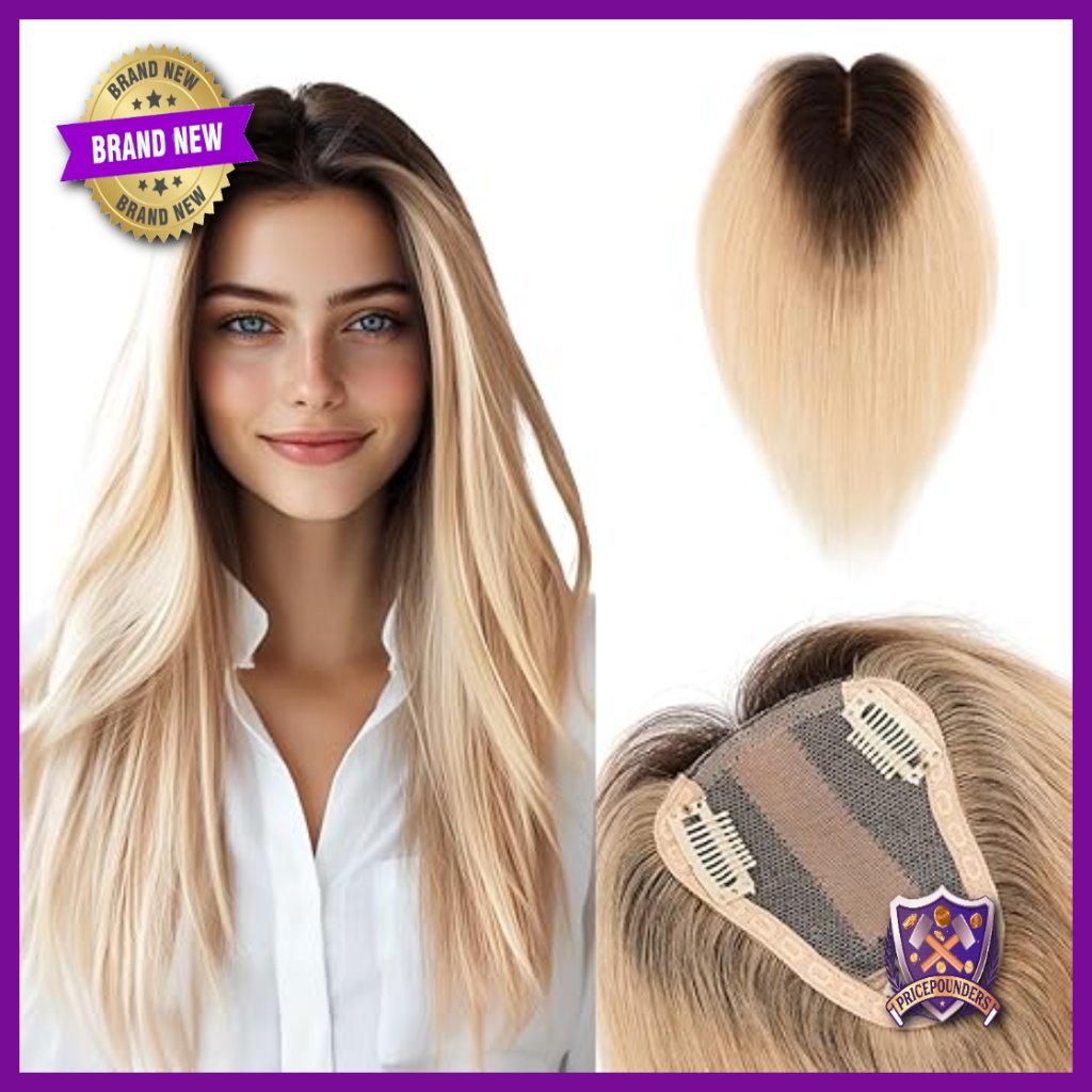 Real Human Hair Topper 12 Inch Silk Base Clip-In For Thinning Hair